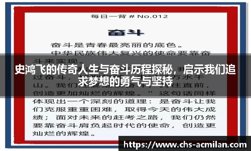 史鸿飞的传奇人生与奋斗历程探秘,启示我们追求梦想的勇气与坚持